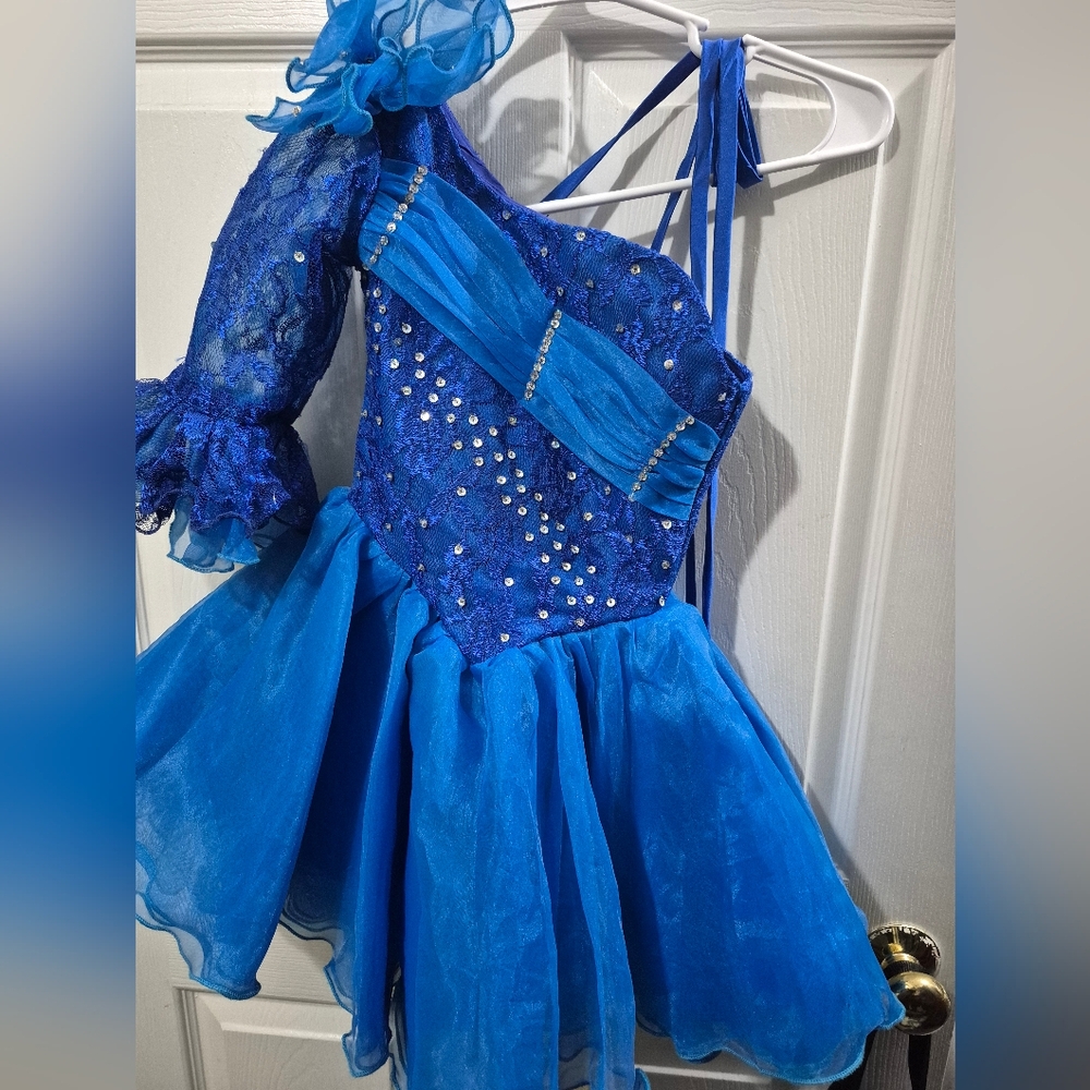 Girls  SIZE 3T Royal Blue One-Shoulder Sequin Dance/ Pageant Dress